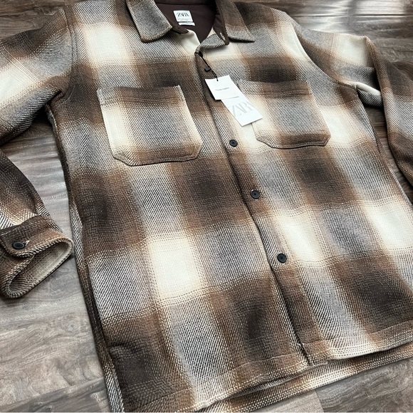 ZARA Man Brown And White Flannel - Picture 3 of 5